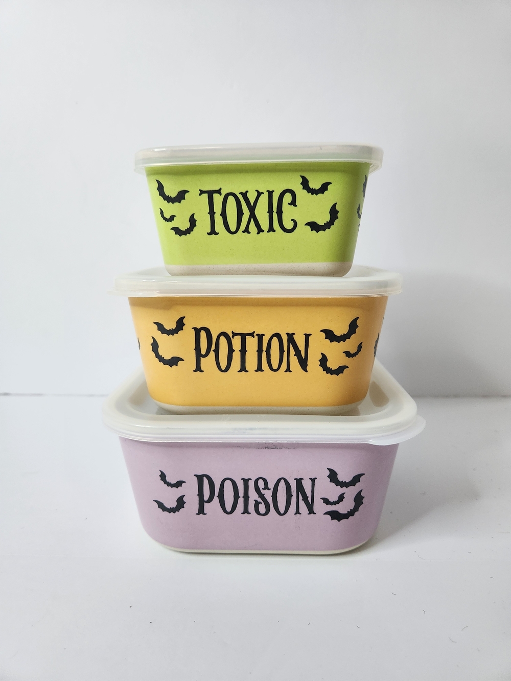Halloween Food Storage Container Set - Green, Yellow, Purple